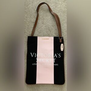 Victoria's‎ Secret Pink Black Logo Crossbody Tote London New York Paris N…
